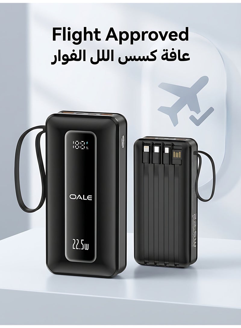 أوالي, باور بانك iPower U20000 بسعة 20000 مللي أمبير، شحن سريع PD 22.5 واط، 3 مداخل و6 مخارج، شاشة LED، حزام حمل، معتمد للسفر الجوي – أسود - Image 4